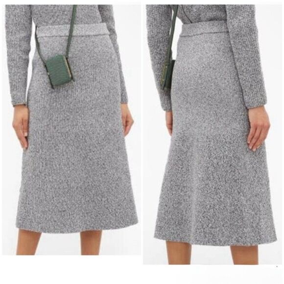 Tibi Runway High Rise Ribbed Knit A-line Midi Sweater Midi Skirt, Size Medium - Picture 1 of 11